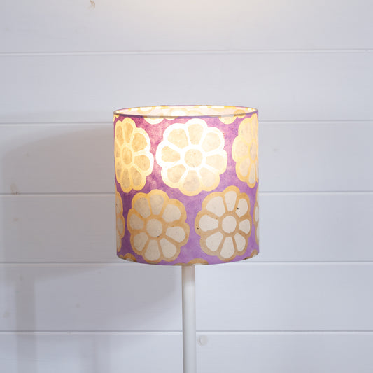 Drum Lamp Shade - P21 - Batik Big Flower on Lilac, 20cm(d) x 20cm(h)