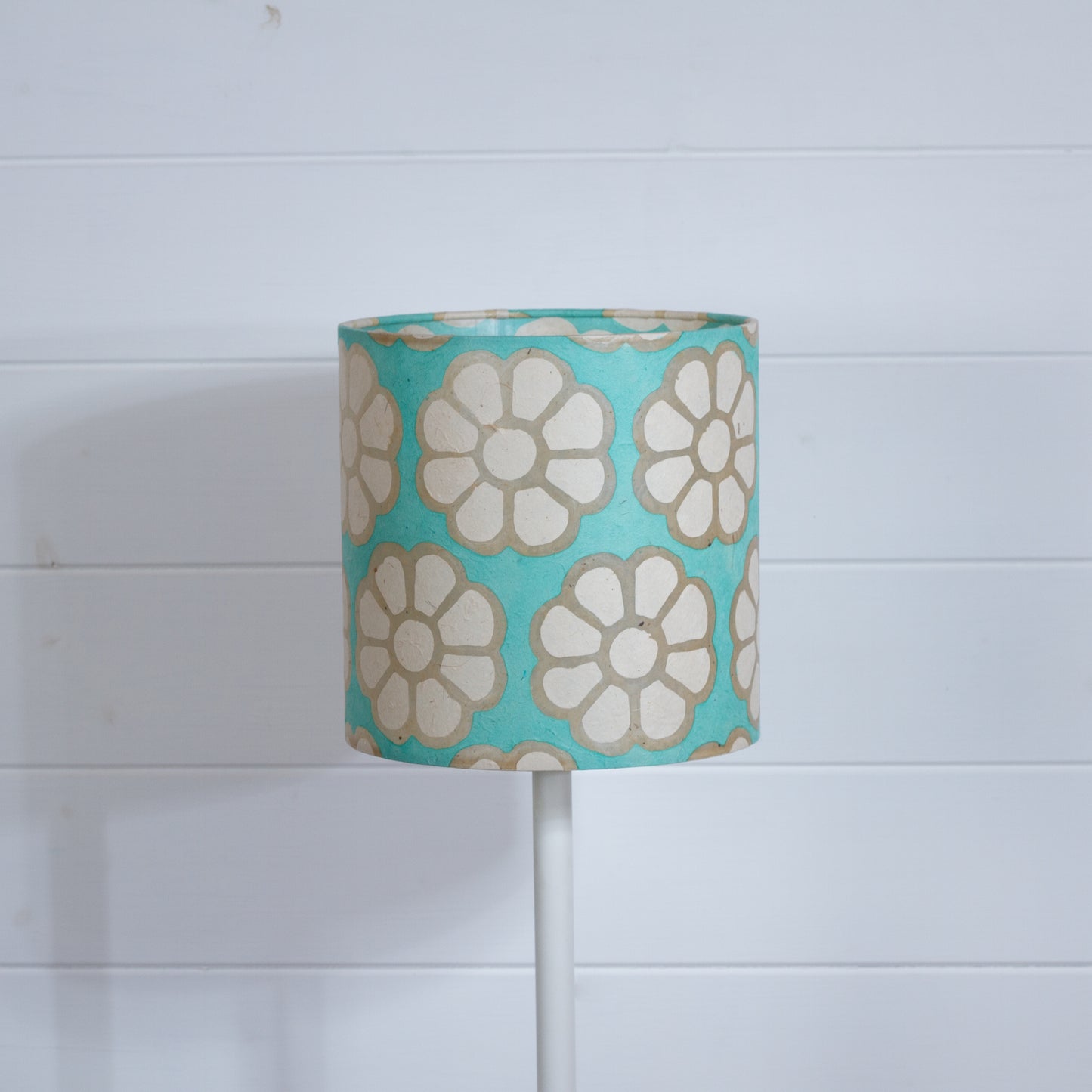 Drum Lamp Shade - P98 ~ Batik Big Flower on Seafoam, 20cm(d) x 20cm(h)