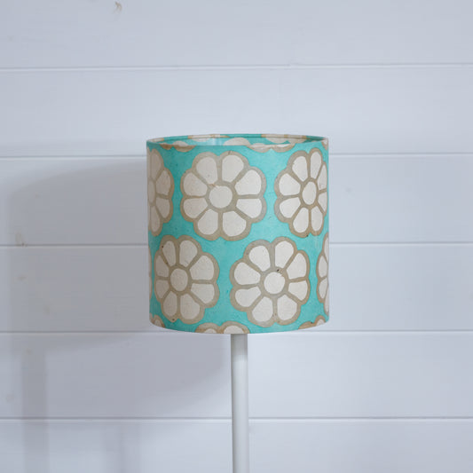Drum Lamp Shade - P98 ~ Batik Big Flower on Seafoam, 20cm(d) x 20cm(h)