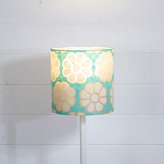 Drum Lamp Shade - P98 ~ Batik Big Flower on Seafoam, 20cm(d) x 20cm(h)