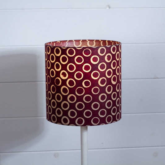 Drum Lamp Shade - P73 - Batik Cranberry Circles, 20cm(d) x 20cm(h)