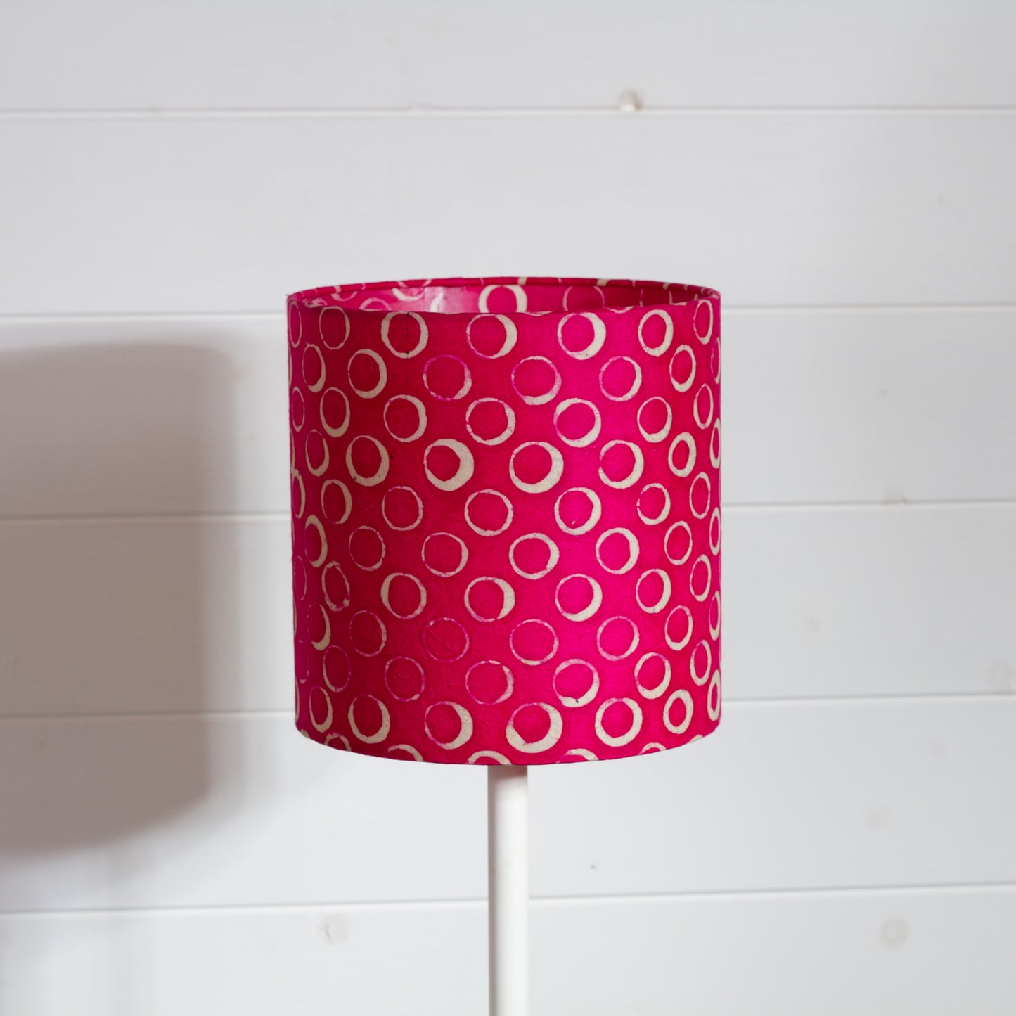 Drum Lamp Shade - B140 ~ Batik Circles Hot Pink, 20cm(d) x 20cm(h)