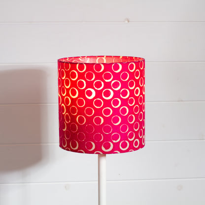 Drum Lamp Shade - B140 ~ Batik Circles Hot Pink, 20cm(d) x 20cm(h)