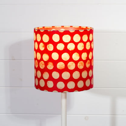 Drum Lamp Shade - P84 ~ Batik Dots on Red, 20cm(d) x 20cm(h)