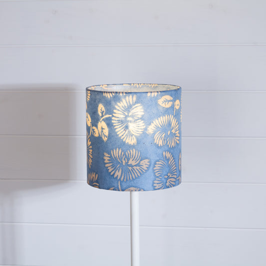 Drum Lamp Shade - B129 ~ Batik Peony Blue, 20cm(d) x 20cm(h)