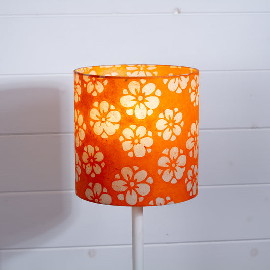 Drum Lamp Shade - P94 - Batik Star Flower on Orange, 20cm(d) x 20cm(h)