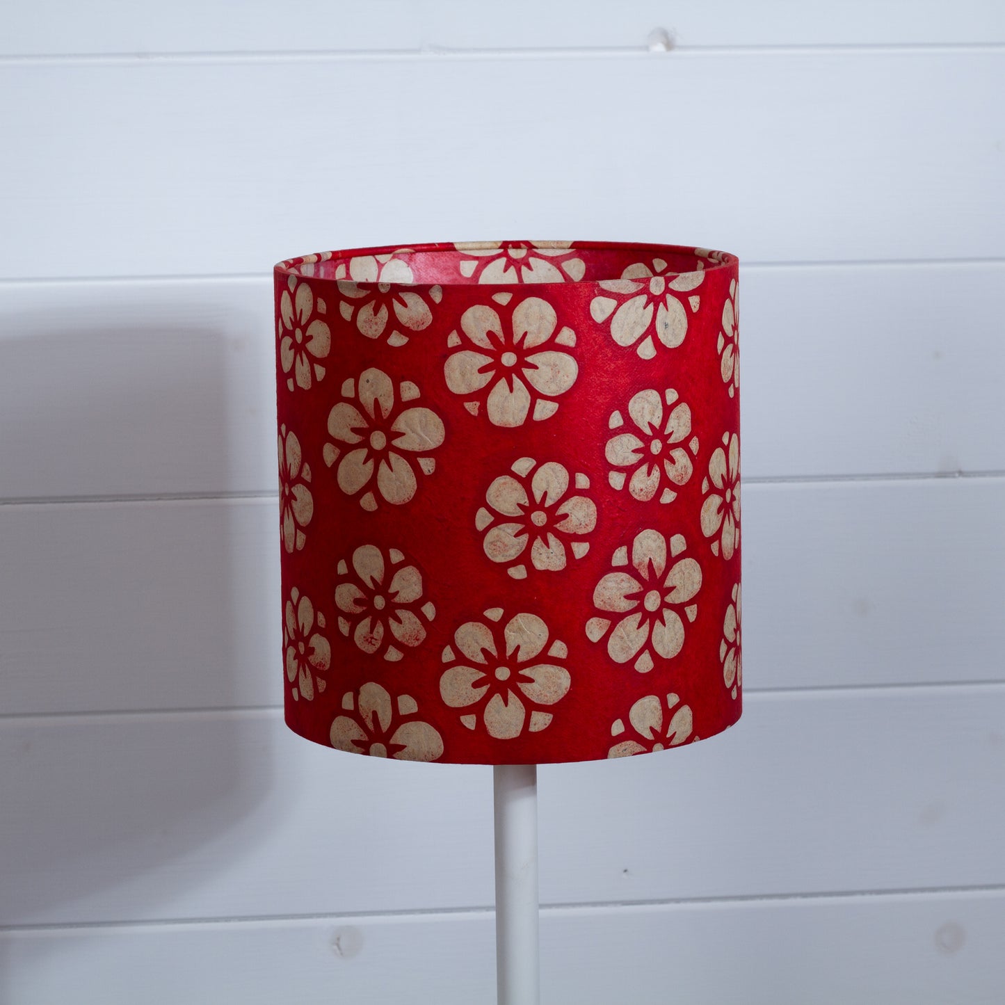 Drum Lamp Shade - P76 - Batik Star Flower Red, 20cm(d) x 20cm(h)