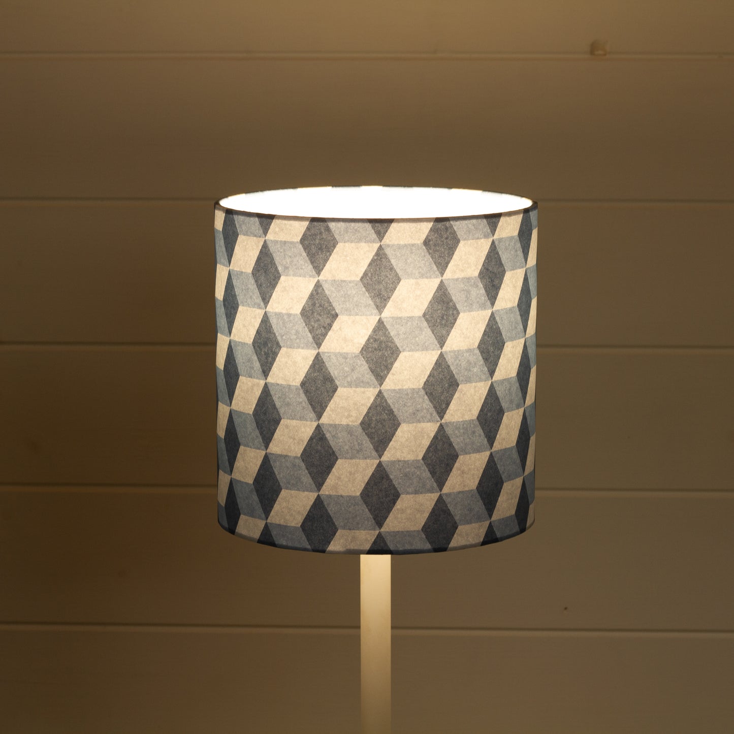 Cubes Geometric Print Drum Lamp Shade 20cm(d) x 20cm(h) ~ Blue