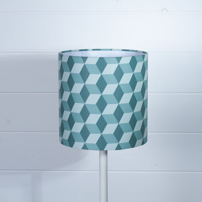 Cubes Geometric Print Drum Lamp Shade 20cm(d) x 20cm(h) ~ Green