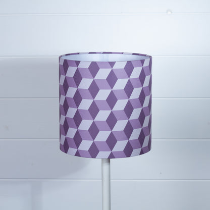 Cubes Geometric Print Drum Lamp Shade 20cm(d) x 20cm(h) ~ Purple