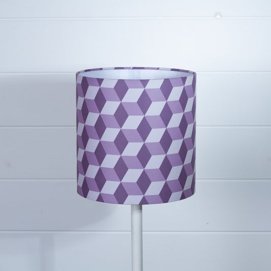 Cubes Geometric Print Drum Lamp Shade 20cm(d) x 20cm(h) ~ Purple