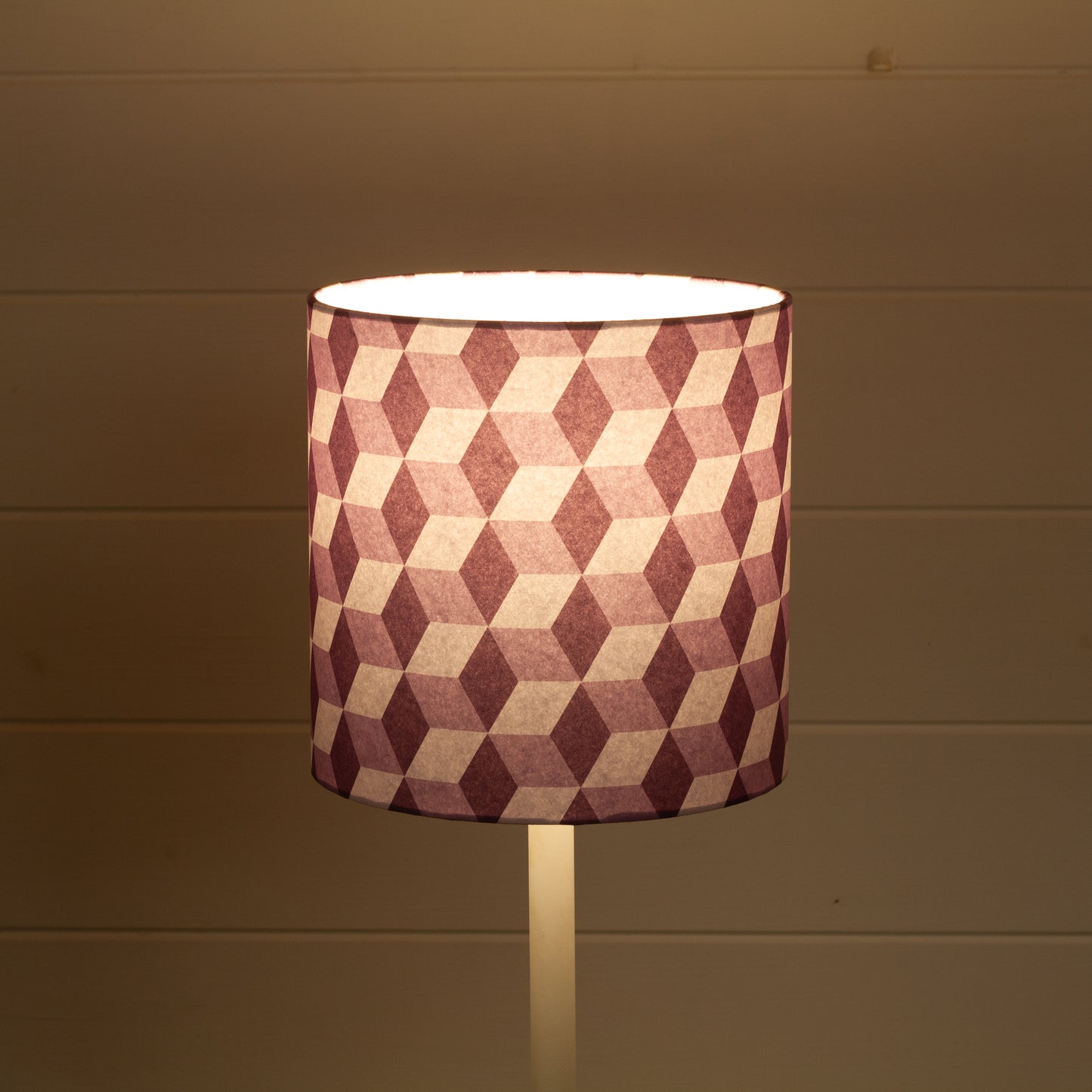 Cubes Geometric Print Drum Lamp Shade 20cm(d) x 20cm(h) ~ Purple