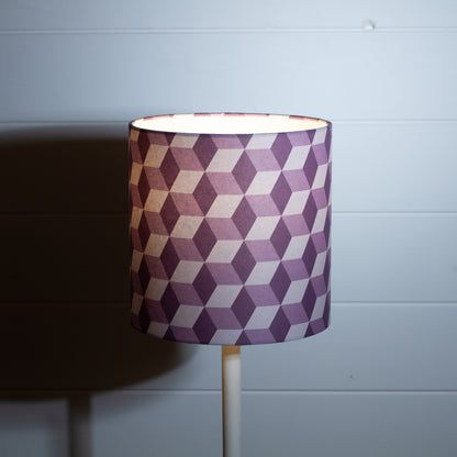 Cubes Geometric Print Drum Lamp Shade 20cm(d) x 20cm(h) ~ Purple