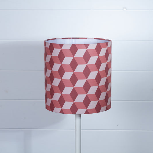 Cubes Geometric Print Drum Lamp Shade 20cm(d) x 20cm(h) ~ Red