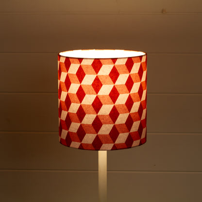 Cubes Geometric Print Drum Lamp Shade 20cm(d) x 20cm(h) ~ Red
