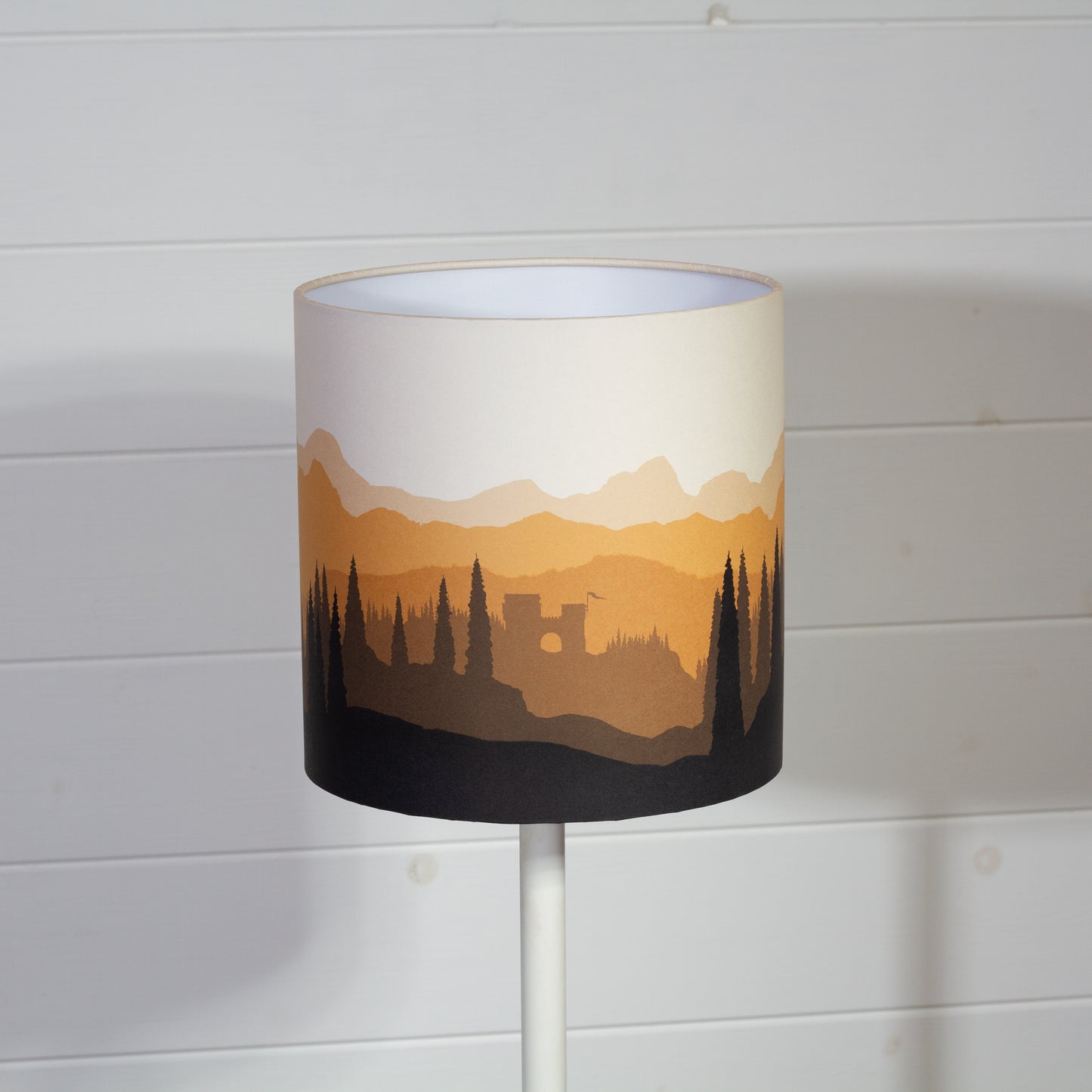 Forest Landscape Print Drum Lamp Shade 20cm(d) x 20cm(h) Orange