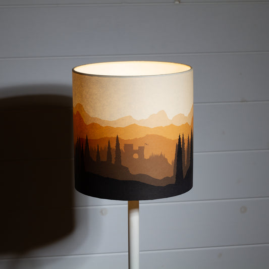 Forest Landscape Print Drum Lamp Shade 20cm(d) x 20cm(h) Orange