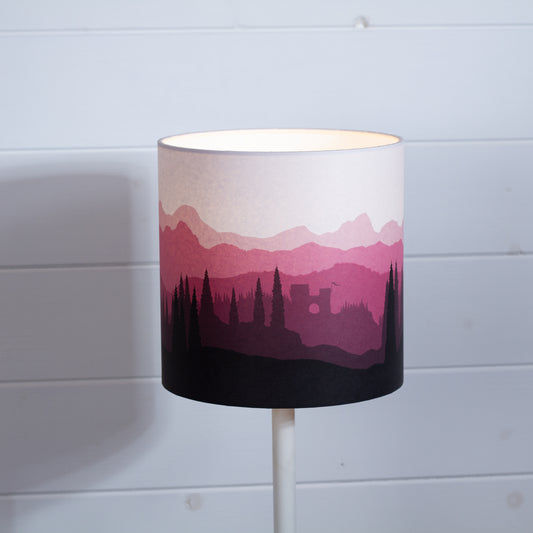 Forest Landscape Print Drum Lamp Shade 20cm(d) x 20cm(h) Pink