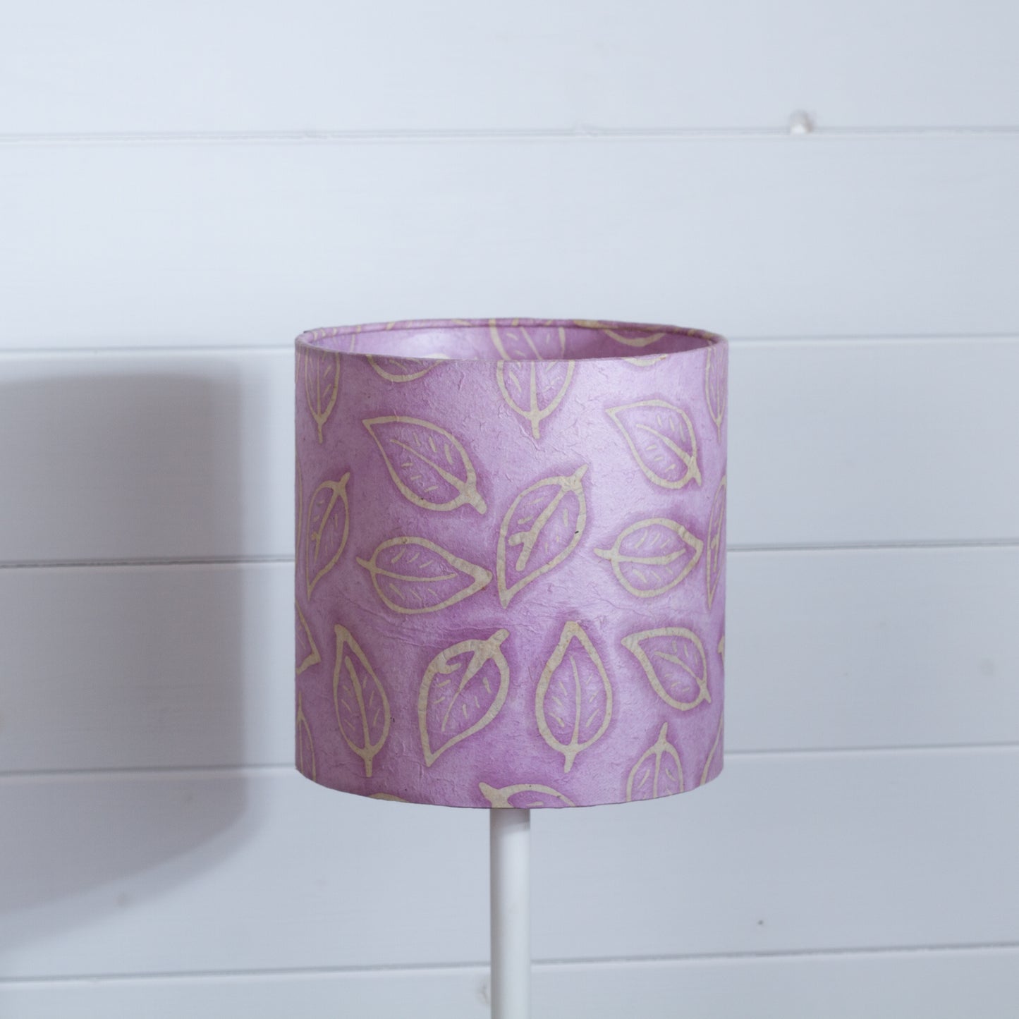 Drum Lamp Shade - P68 - Batik Leaf on Purple, 20cm(d) x 20cm(h)