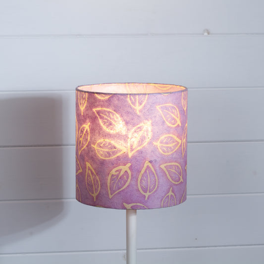 Drum Lamp Shade - P68 - Batik Leaf on Purple, 20cm(d) x 20cm(h)