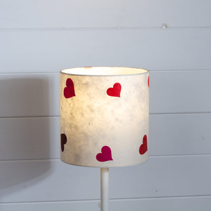 Drum Lamp Shade - P82 ~ Hearts on Lokta Paper, 20cm(d) x 20cm(h)