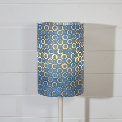 Drum Lamp Shade - P72 - Batik Blue Circles, 20cm(d) x 30cm(h)