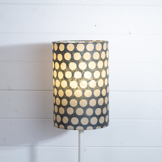 Drum Lamp Shade - P78 - Batik Dots on Grey, 20cm(d) x 30cm(h)