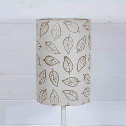 Drum Lamp Shade - P28 - Batik Leaf on Natural, 20cm(d) x 30cm(h)