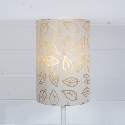 Drum Lamp Shade - P28 - Batik Leaf on Natural, 20cm(d) x 30cm(h)