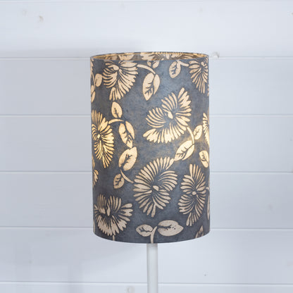 Drum Lamp Shade - B119 Batik Peony Grey, 20cm(d) x 30cm(h)