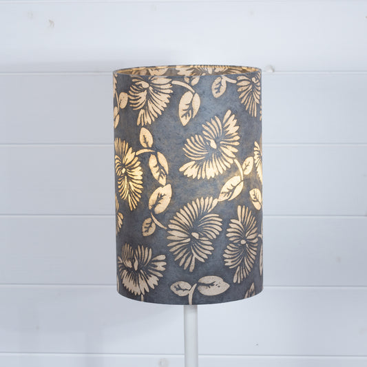 Drum Lamp Shade - B119 Batik Peony Grey, 20cm(d) x 30cm(h)