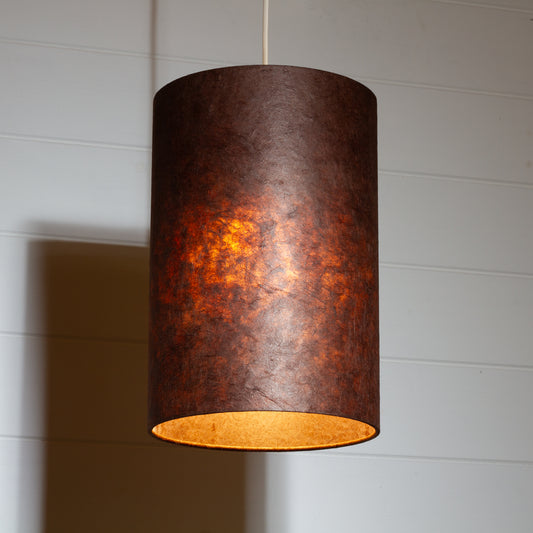 Drum Lamp Shade - P58 - Brown Lokta, 20cm(d) x 30cm(h)