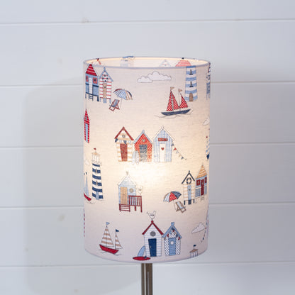 Drum Lamp Shade - F130 Beach Huts Fabric, 20cm(d) x 30cm(h)