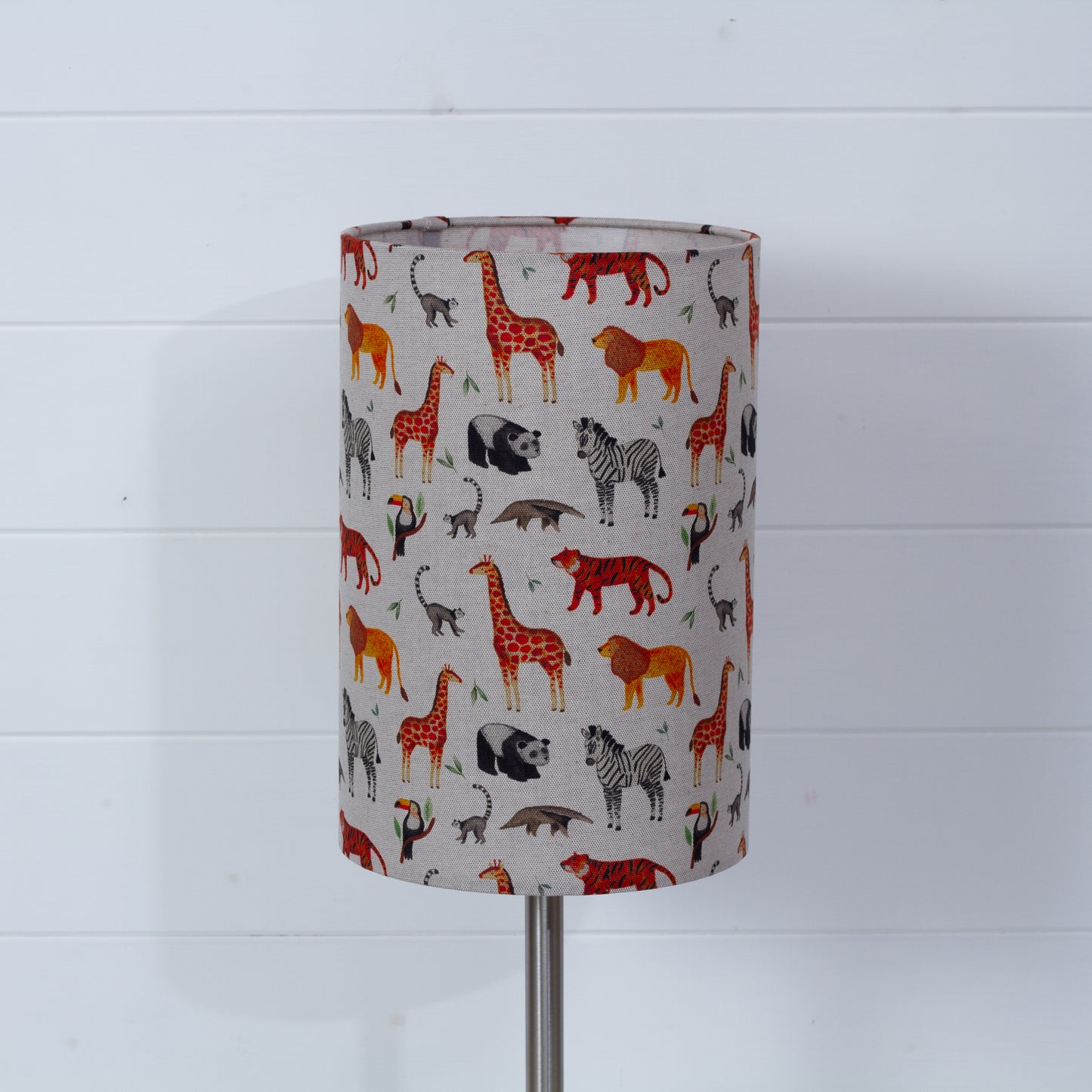 Drum Lamp Shade - F100 ~ Zoo Animals Fabric, 20cm(d) x 30cm(h)