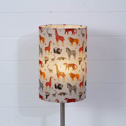 Drum Lamp Shade - F100 ~ Zoo Animals Fabric, 20cm(d) x 30cm(h)