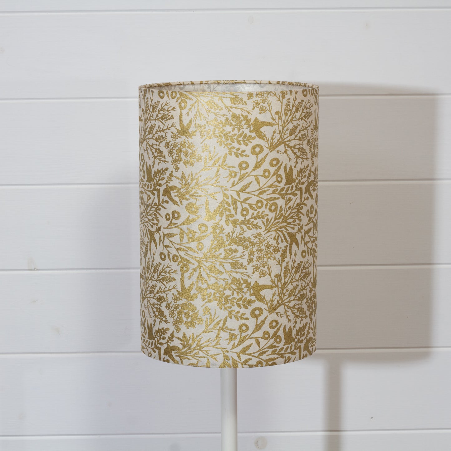 Drum Lamp Shade - B135 ~ Gold Birds, 20cm(d) x 30cm(h)
