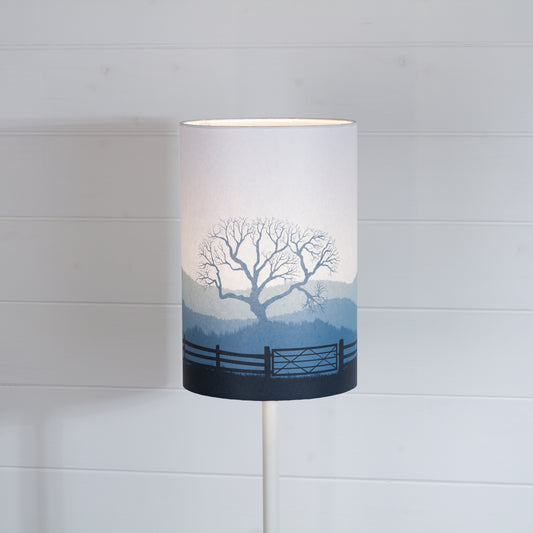 Drum Lamp Shade - Landscape Gate Blue, 20cm(d) x 30cm(h)