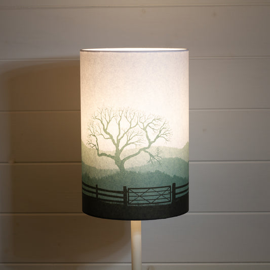 Drum Lamp Shade - Landscape Gate Green, 20cm(d) x 30cm(h)