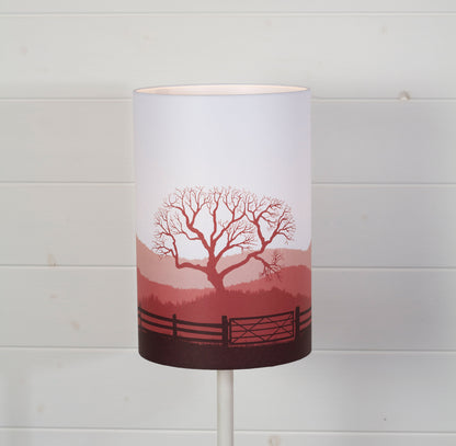 Drum Lamp Shade - Landscape Gate Red, 20cm(d) x 30cm(h)