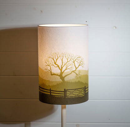 Drum Lamp Shade - Landscape Gate Yellow, 20cm(d) x 30cm(h)