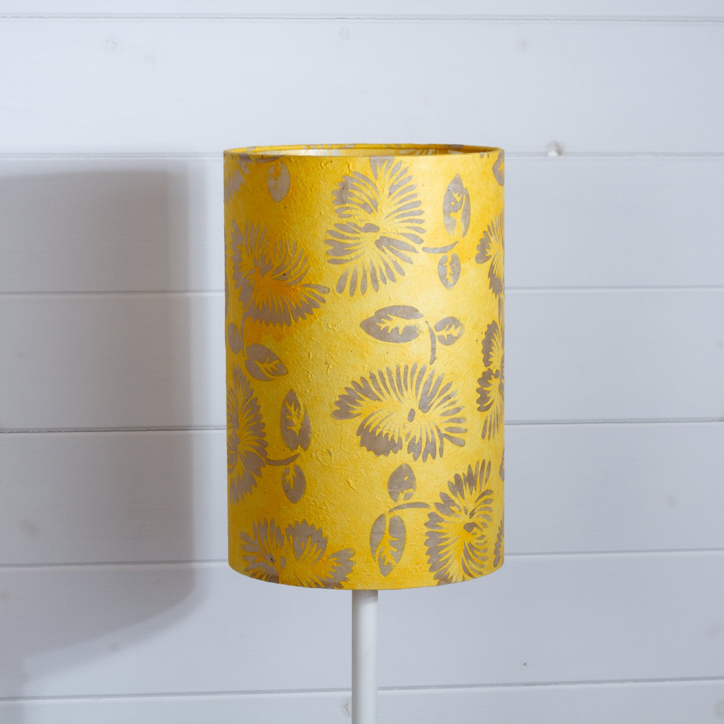 Drum Lamp Shade - B120 ~ Batik Peony Yellow, 20cm(d) x 30cm(h)