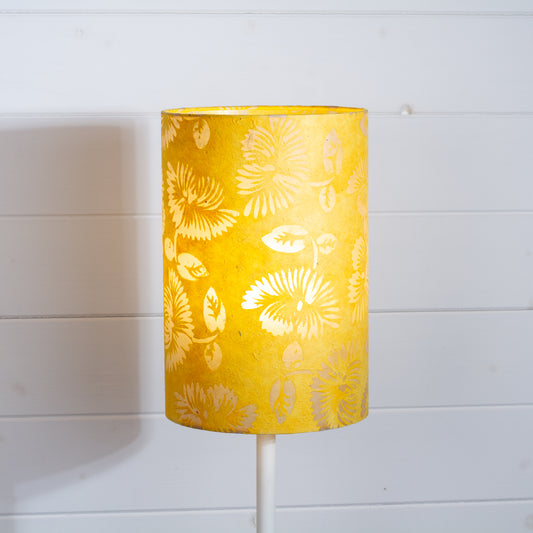 Drum Lamp Shade - B120 ~ Batik Peony Yellow, 20cm(d) x 30cm(h)