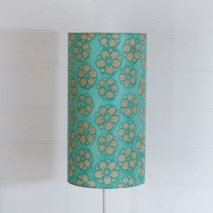 Drum Lamp Shade - P80 ~ Batik Star Flower Sea Foam, 20cm(d) x 38cm(h)