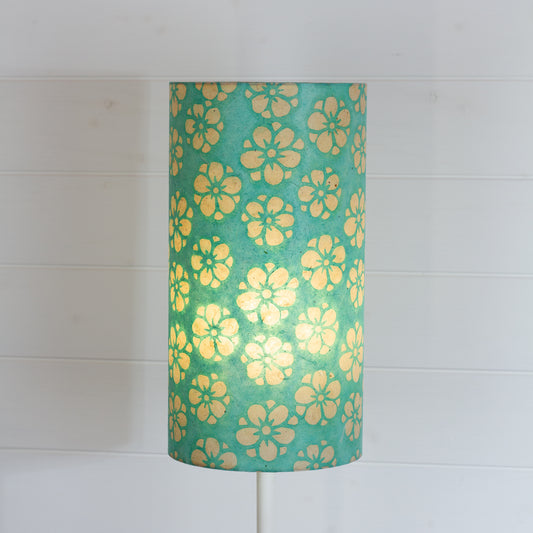 Drum Lamp Shade - P80 ~ Batik Star Flower Sea Foam, 20cm(d) x 38cm(h)