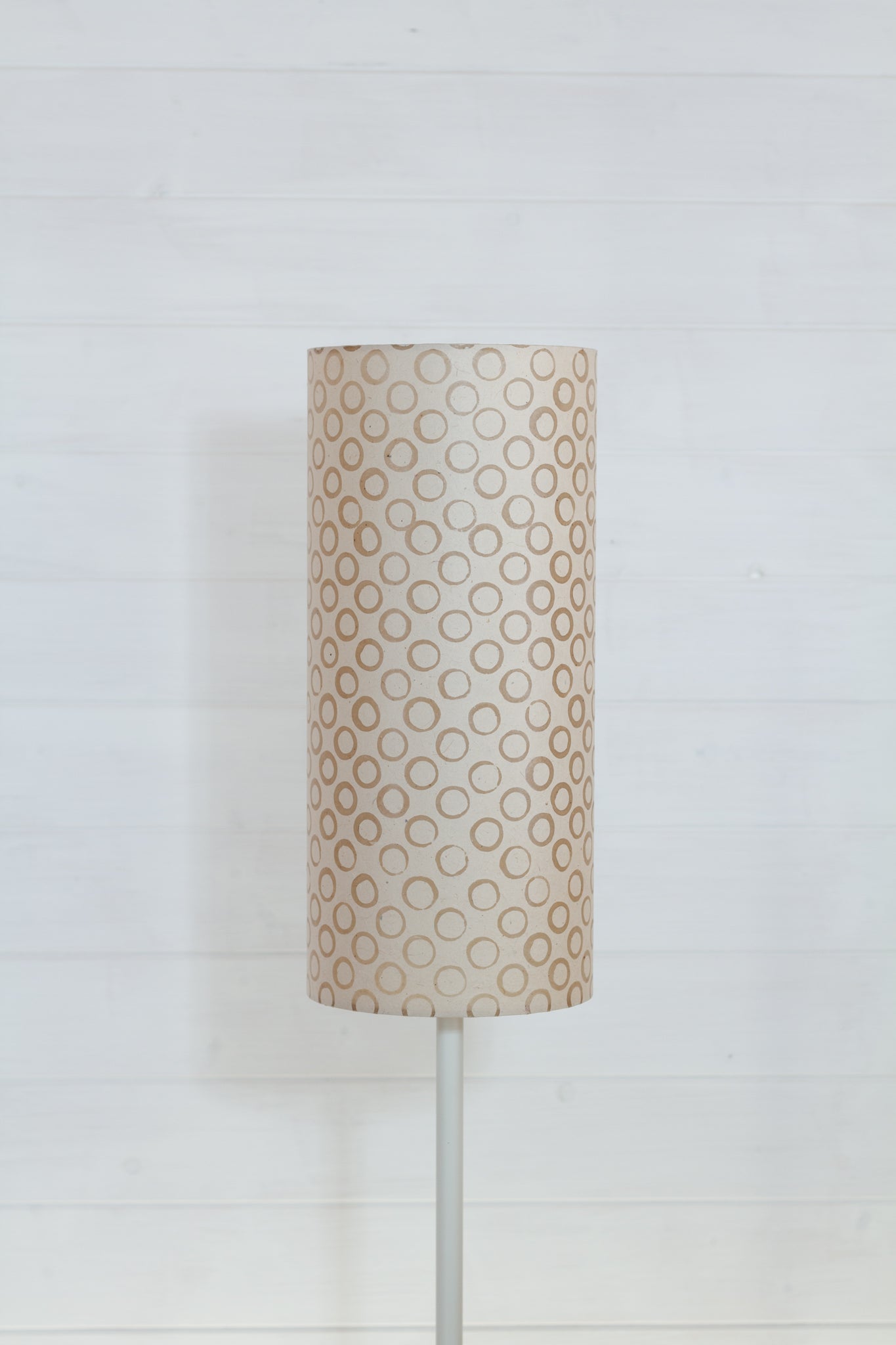 Drum Lamp Shade - P74 - Batik Natural Circles, 20cm(d) x 45cm(h)