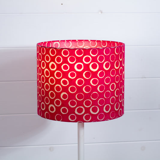 Drum Lamp Shade - B140 ~ Batik Circles Hot Pink, 25cm x 20cm