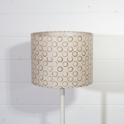 Drum Lamp Shade - P74 - Batik Natural Circles, 25cm x 20cm