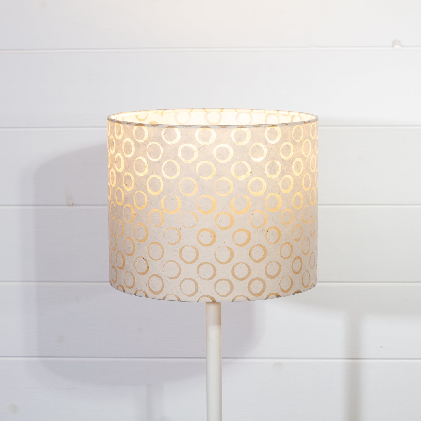 Drum Lamp Shade - P74 - Batik Natural Circles, 25cm x 20cm