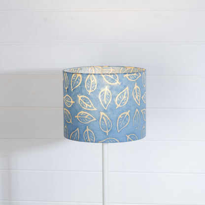 Drum Lamp Shade - P31 ~ Batik Leaf on Blue, 25cm x 20cm