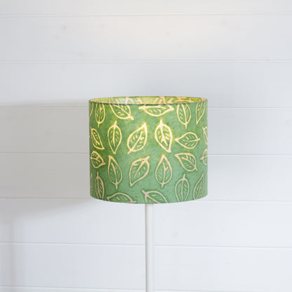 Drum Lamp Shade - P29 ~ Batik Leaf on Green, 25cm x 20cm